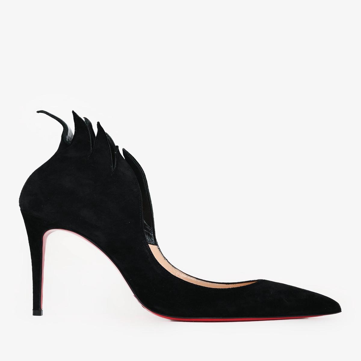 Christian Louboutin Black Suede Victorina Flame Pumps Size 36.5