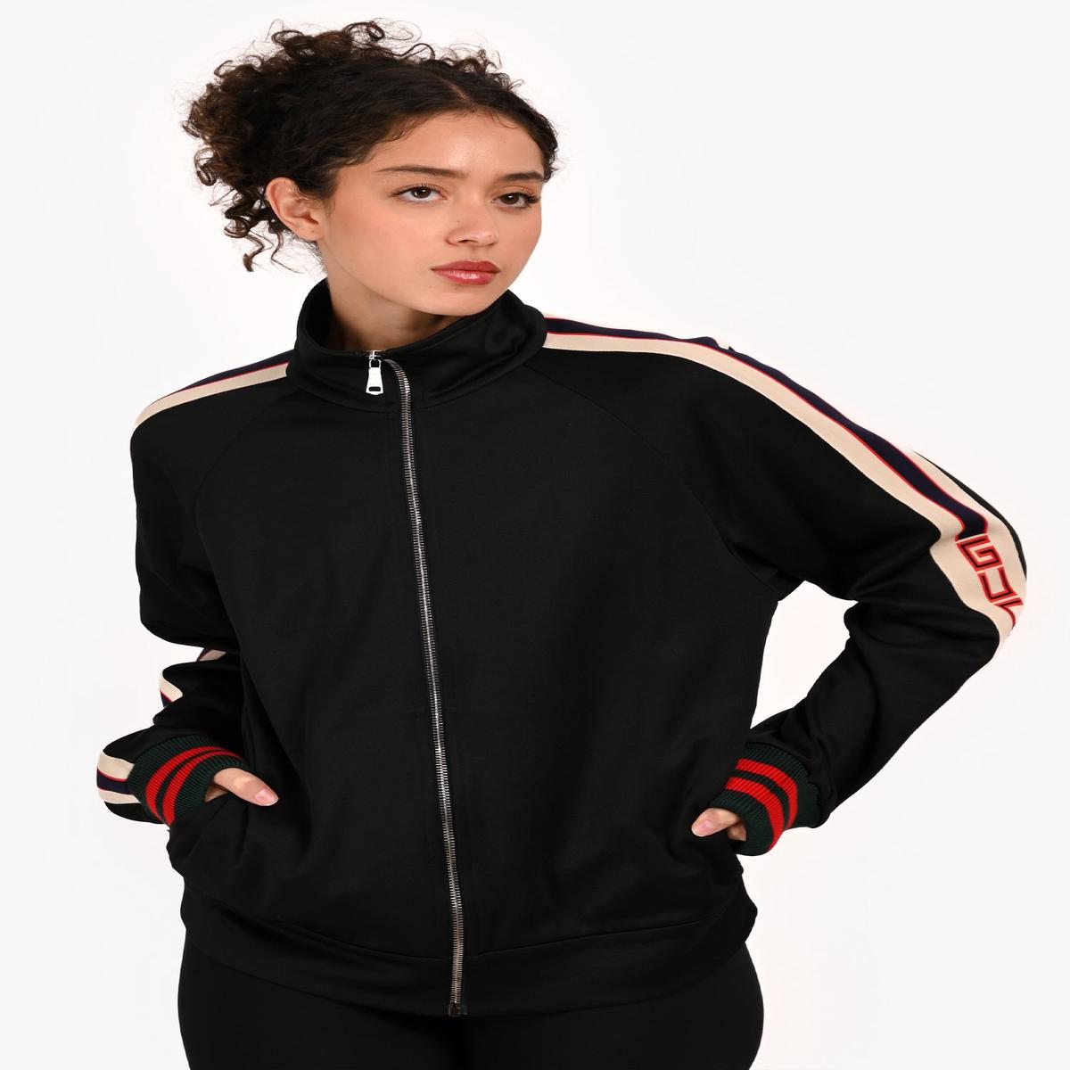 Gucci Black Logo Sleeve Zip-Up Track Jacket Size XS Mens