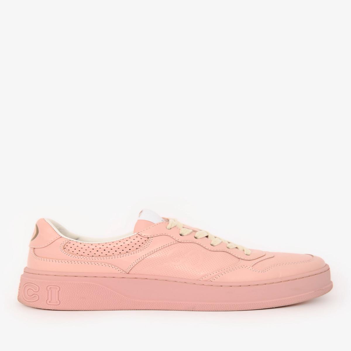 Gucci Pink Leather GG Supreme Tennis Sneakers Size 37