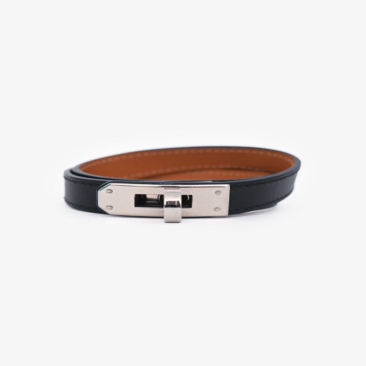 Herms 2012 Black Leather Kelly Double Tour Bracelet