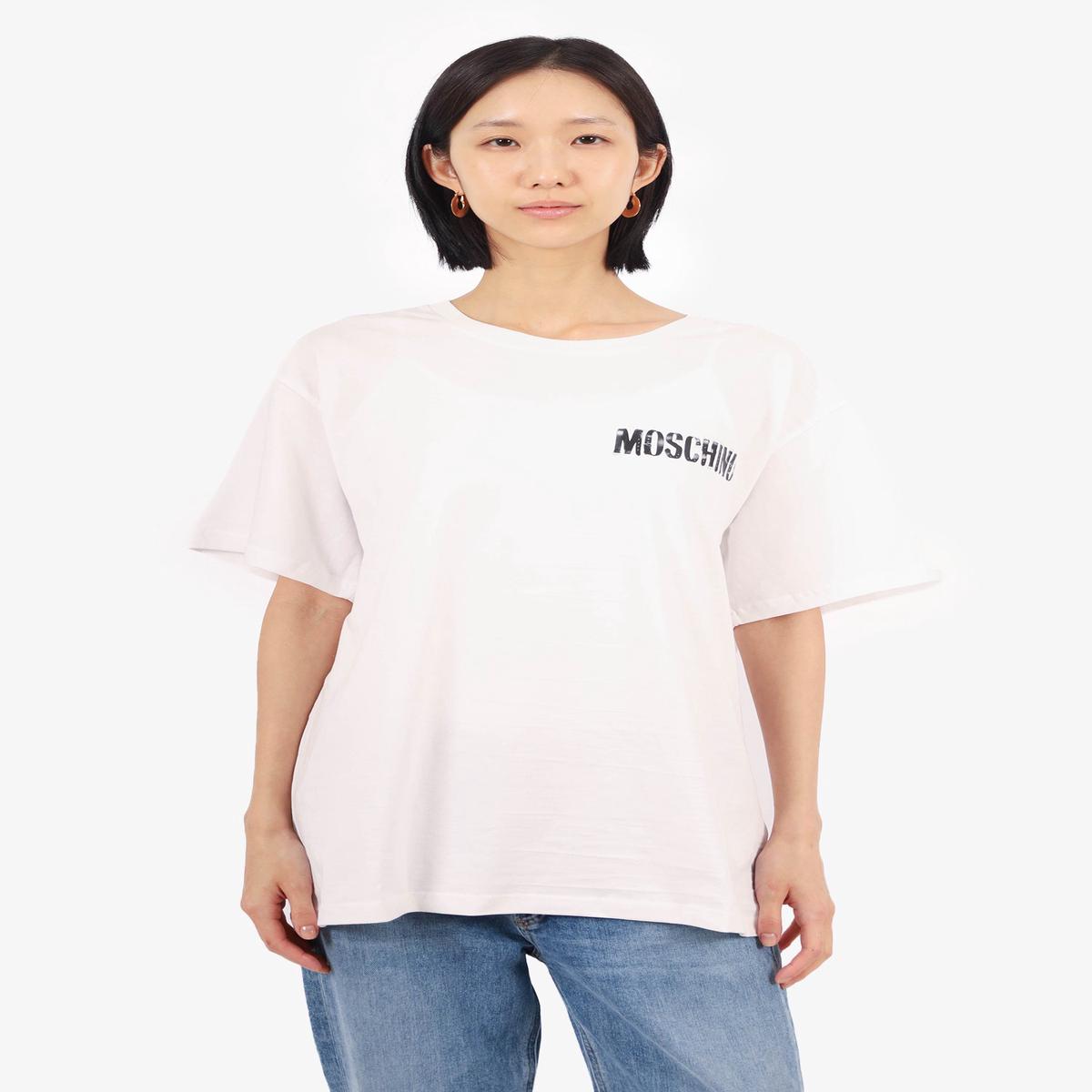 Moschino White Logo Print T-Shirt Size 42 Mens