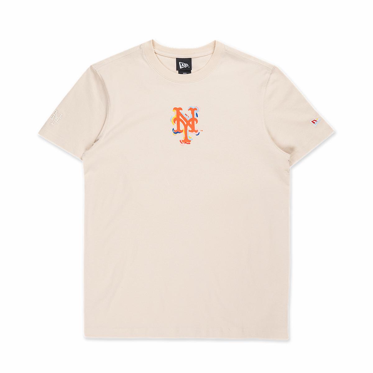 NEW YORK METS TINT BRUSH LIGHT CREAM SHORT SLEEVE T-SHIRT