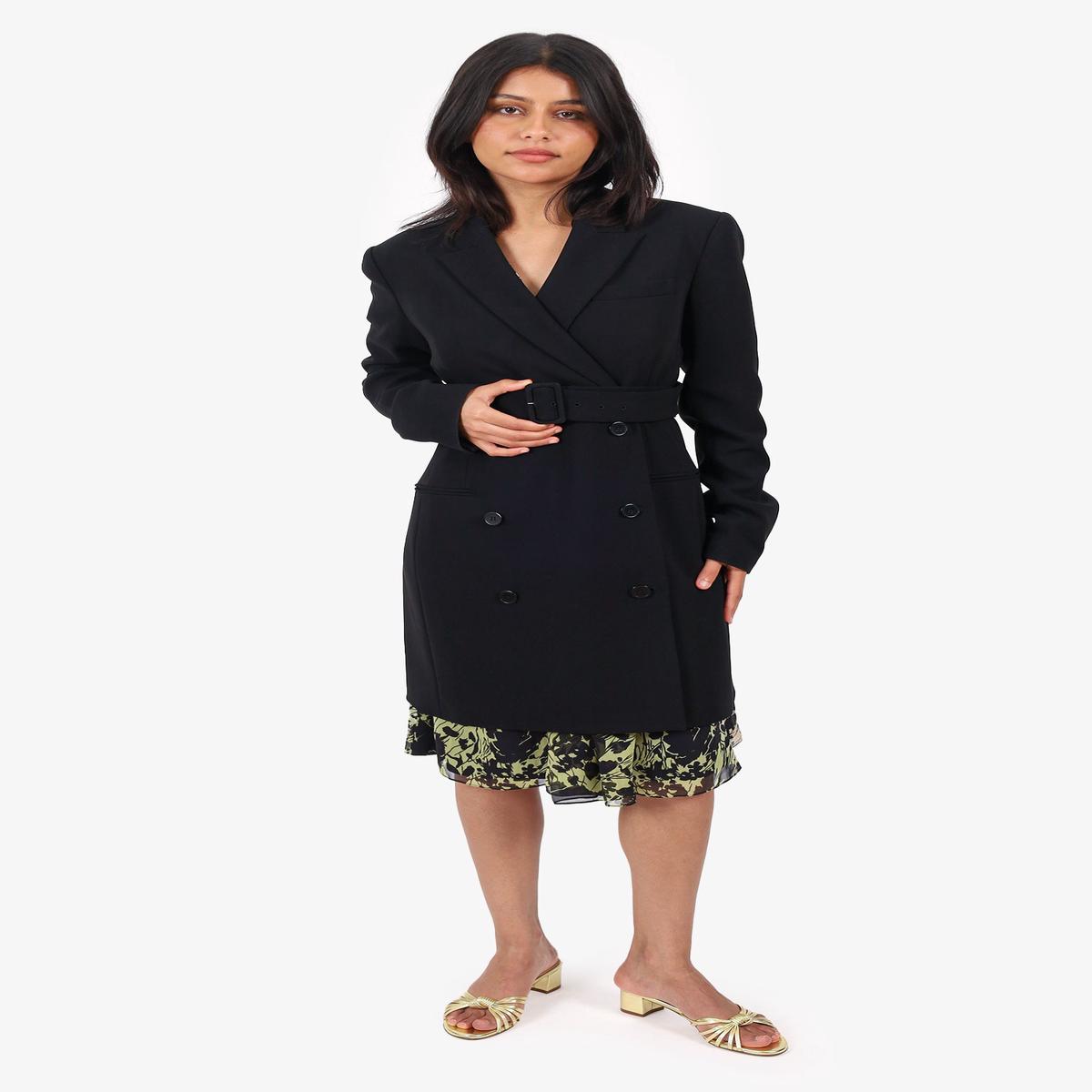 Theory Black Belted Double Breasted Blazer Dress Size 4
