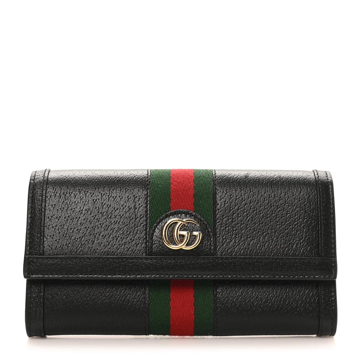 Calfskin Web Ophidia Continental Wallet Black