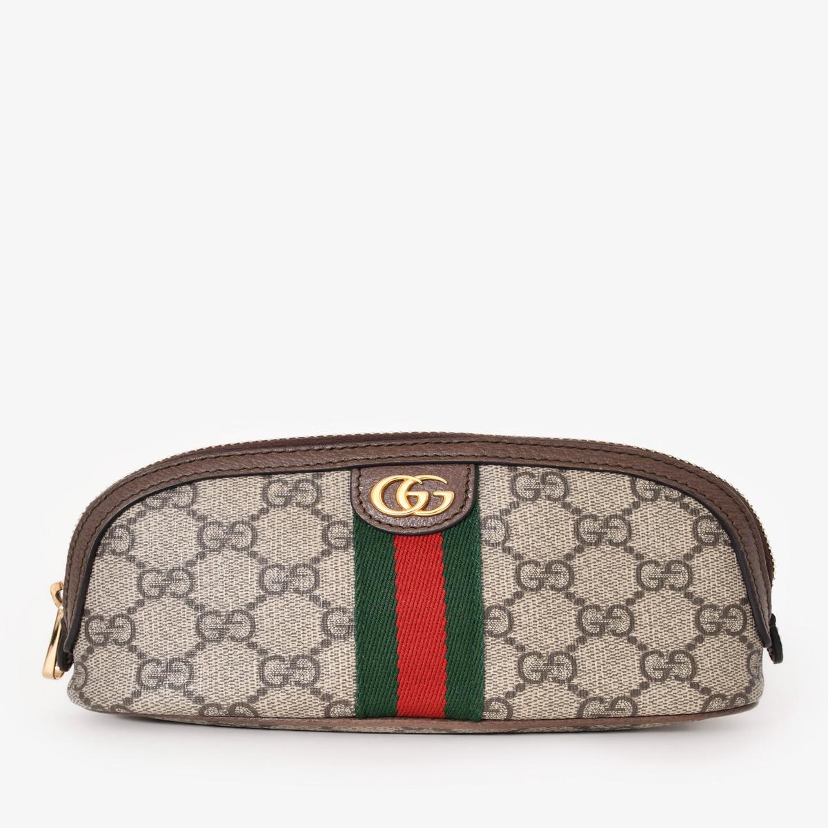 Gucci Beige/Brown Canvas/Leather Trim GG Ophidia Cosmetic Pouch