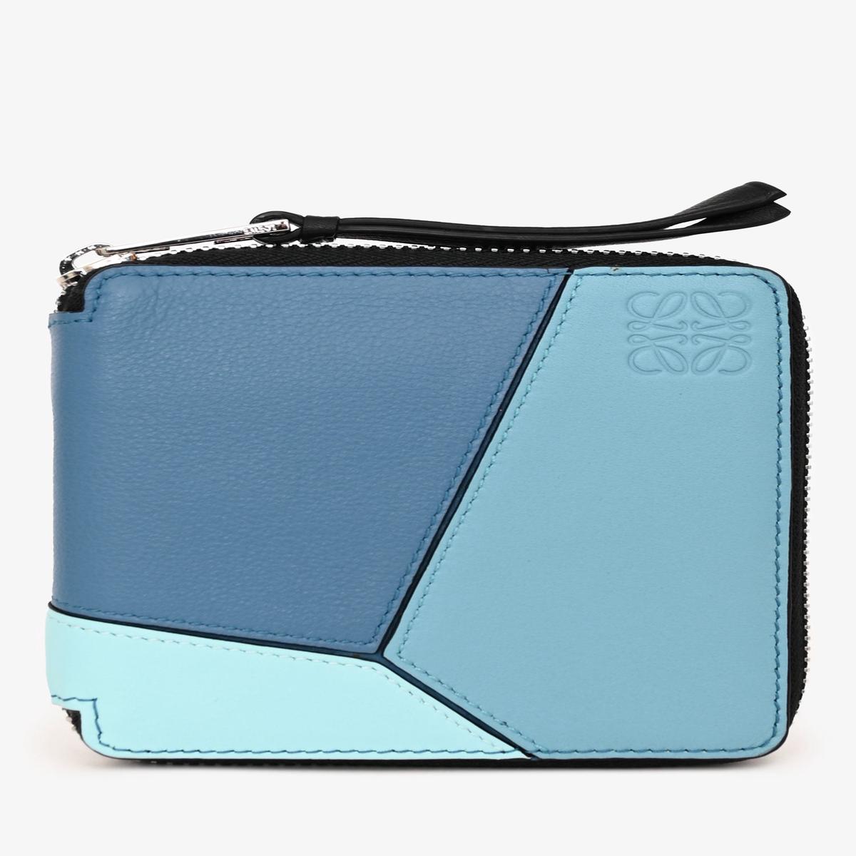 Loewe Blue Leather Puzzle Square Zip Wallet