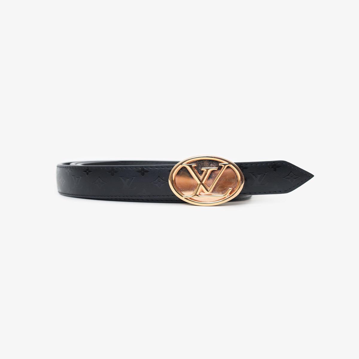 Louis Vuitton Black Monogram Reversible LV Circle Buckle Belt