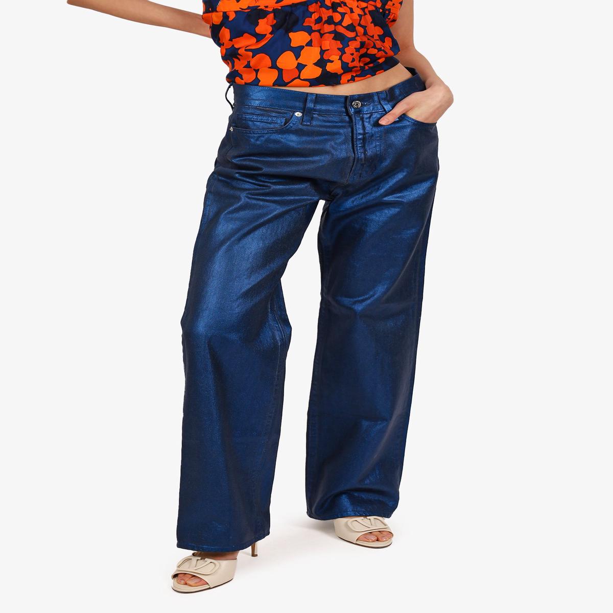 Veronica Beard Blue Metallic Wide Leg Jeans Size 26