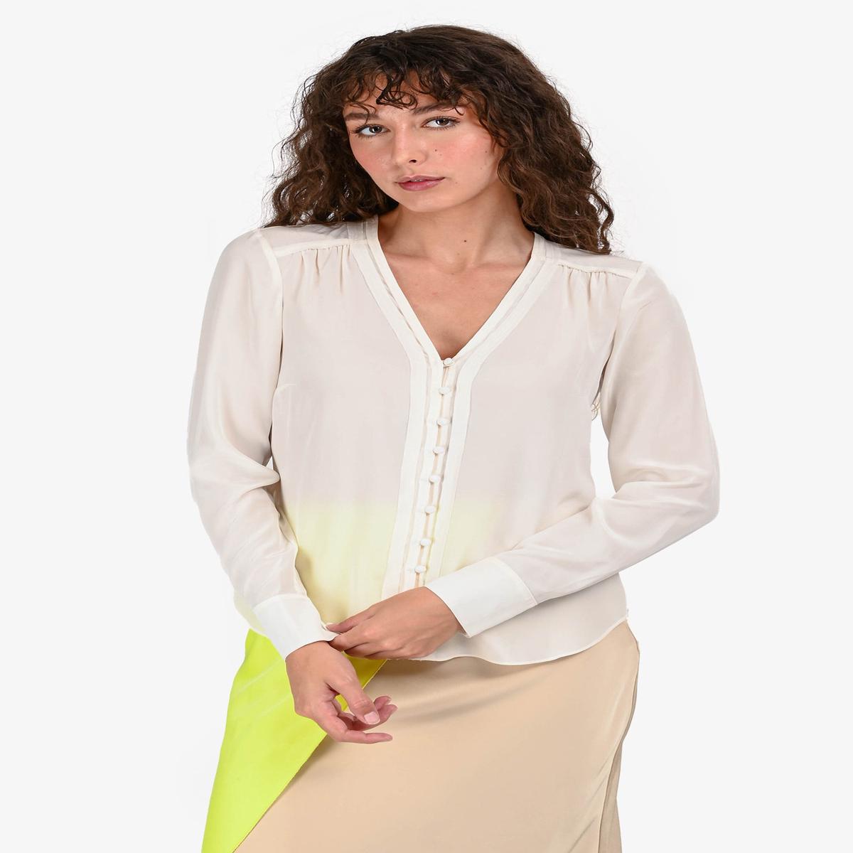 Veronica Beard Cream Silk Long Sleeves Blouse Size 4