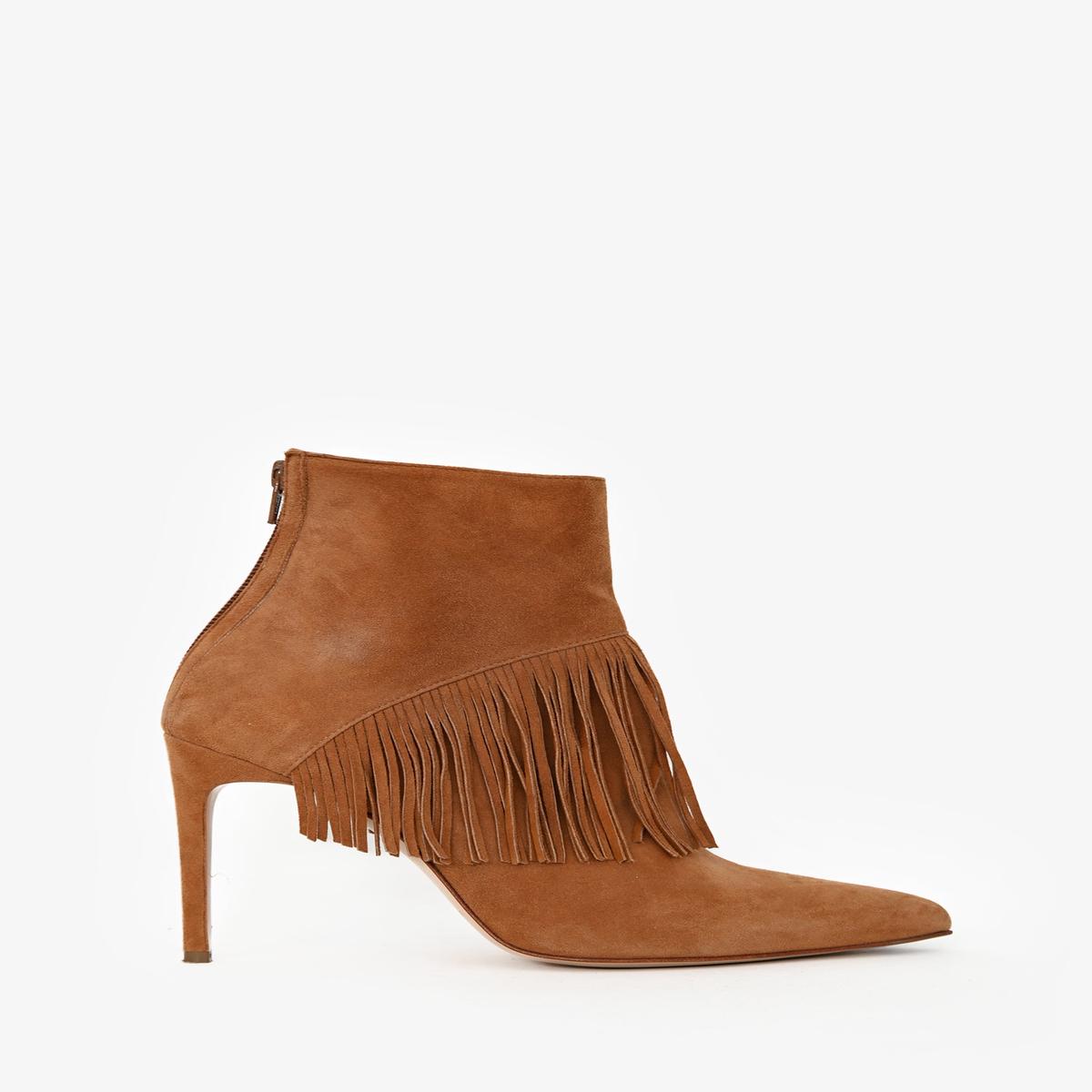 Bionda Castana Camel Suede Fringe Ankle Boots Size 36.5
