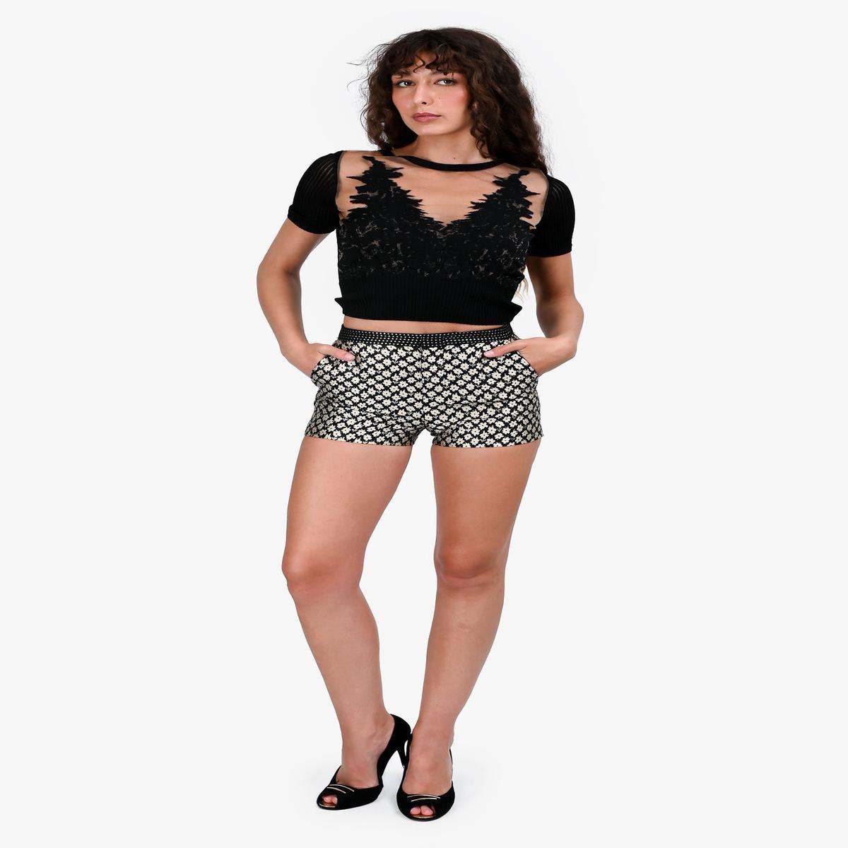 Red Valentino Black/Gold Floral Shorts Size XS