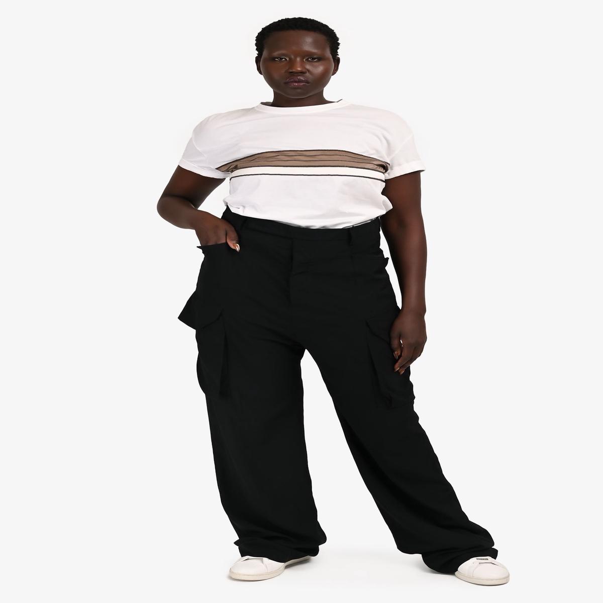 Rick Owens Black Virgin Wool Blend Cargo Thin Trousers Size 50 IT Mens