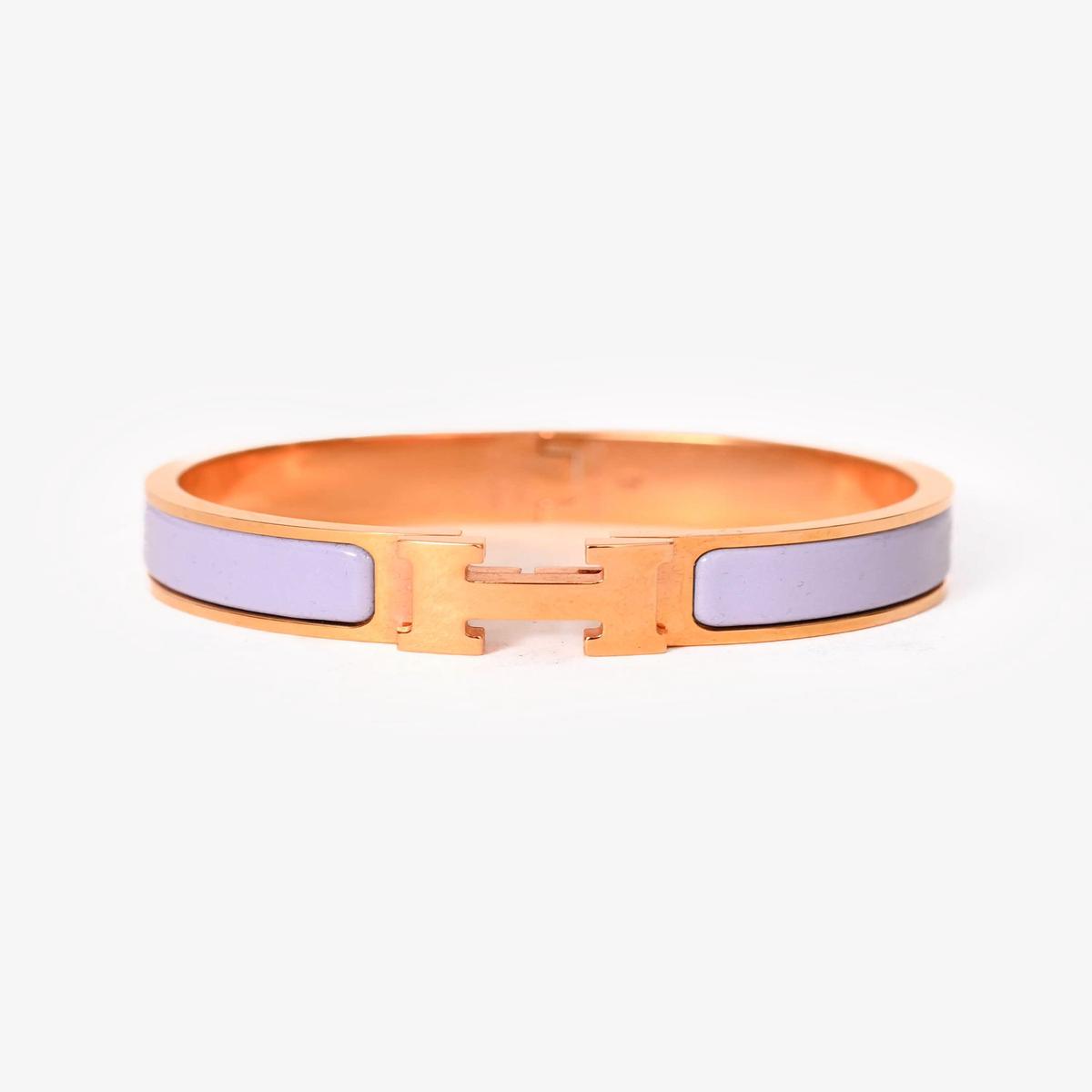 Herms Gold Tone Lavender Ceramic 'Clic Clac' Bracelet