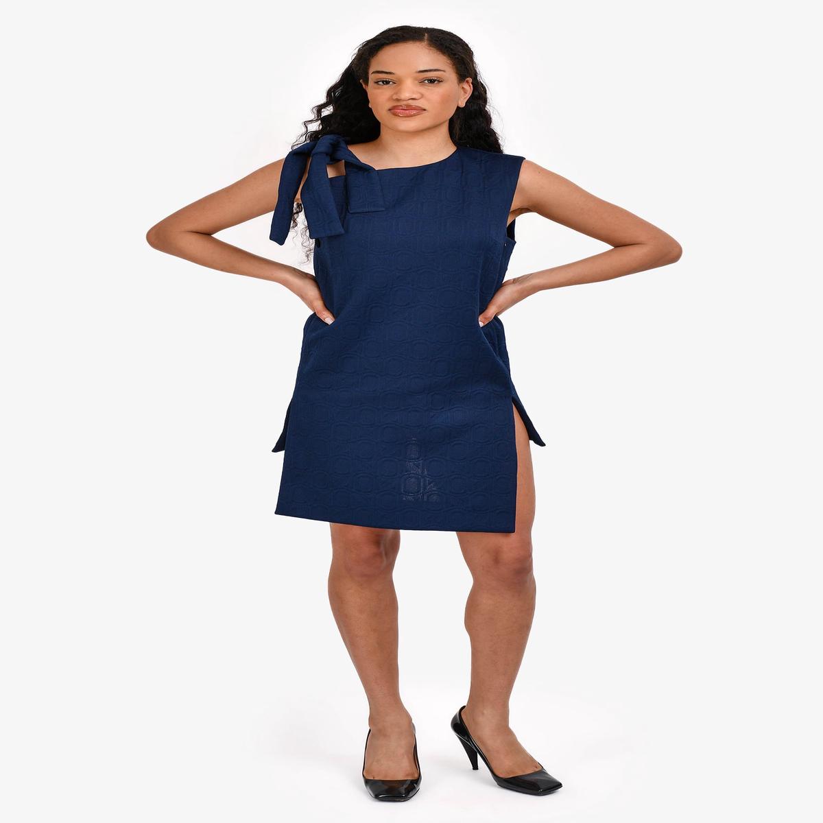 Marni Navy Sleeveless Midi Dress with Neck Tie Size 40