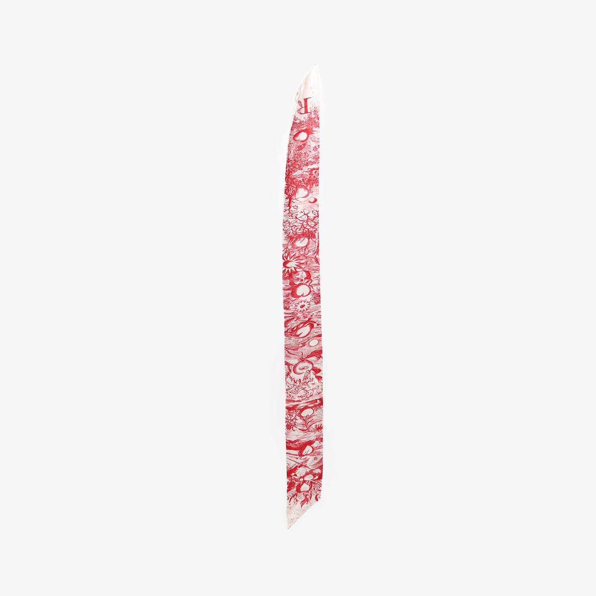 Christian Dior White/Red Silk Twilly