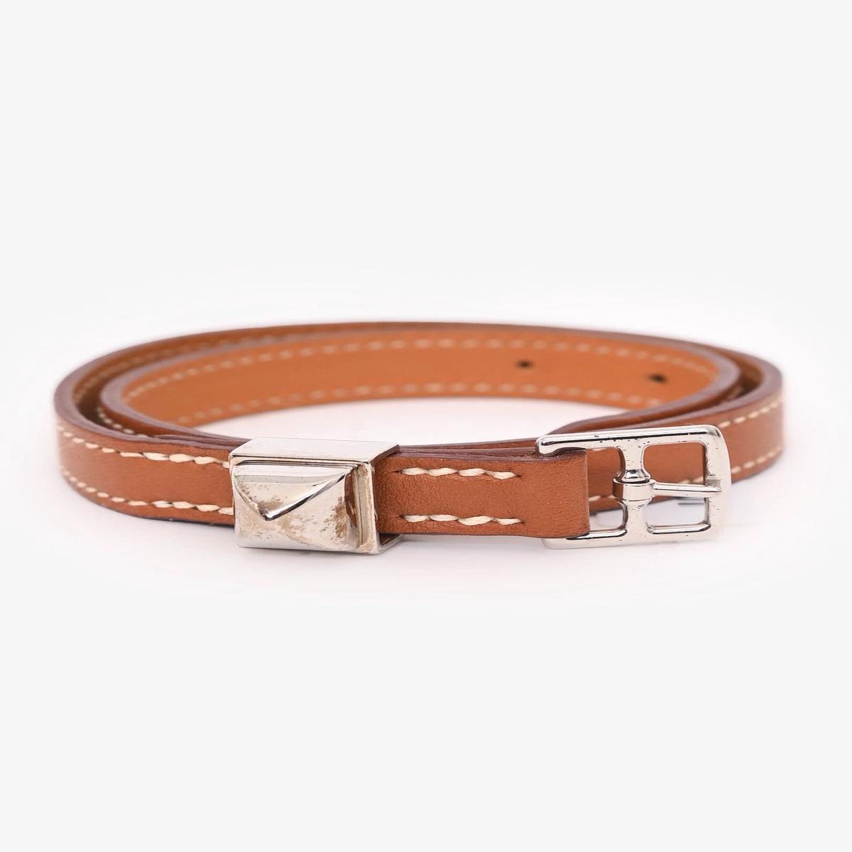 Herms 2011 Brown Swift Leather Rivale Double Tour Bracelet
