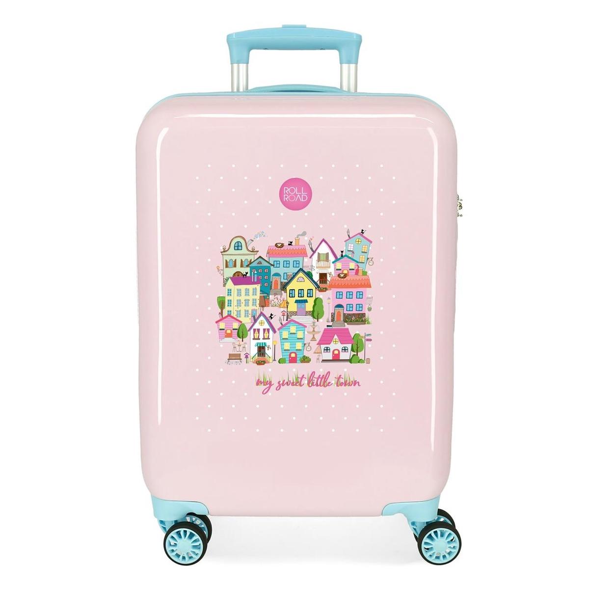 Maleta de Cabina Roll Road My little town rgida 55cm rosa claro Negro