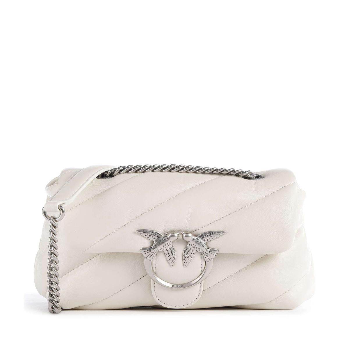 Pinko Love Puff Mini Shoulder bag bianco seta/old silver
