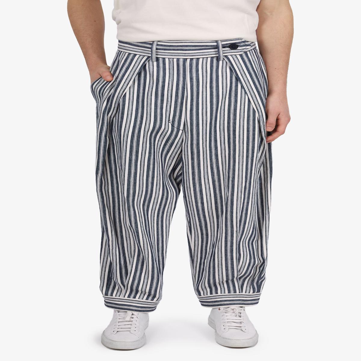 Sportmax Blue Striped Linen Wide Leg Trousers Size 44 Mens