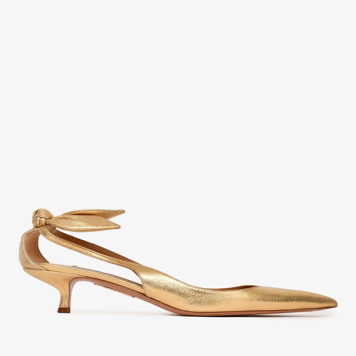 Aquazzura Gold Metallic Leather Heels Size 36