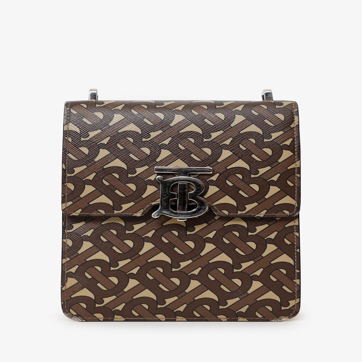 Burberry Brown TB Monogram Print E-Canvas Robin Bag