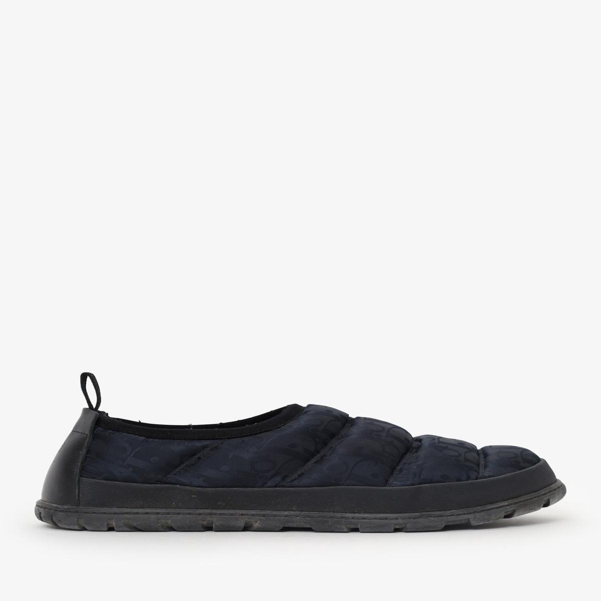 Dior Blue/Black Oblique Technical Fabric Padded Snow Slipper Size 40 Mens