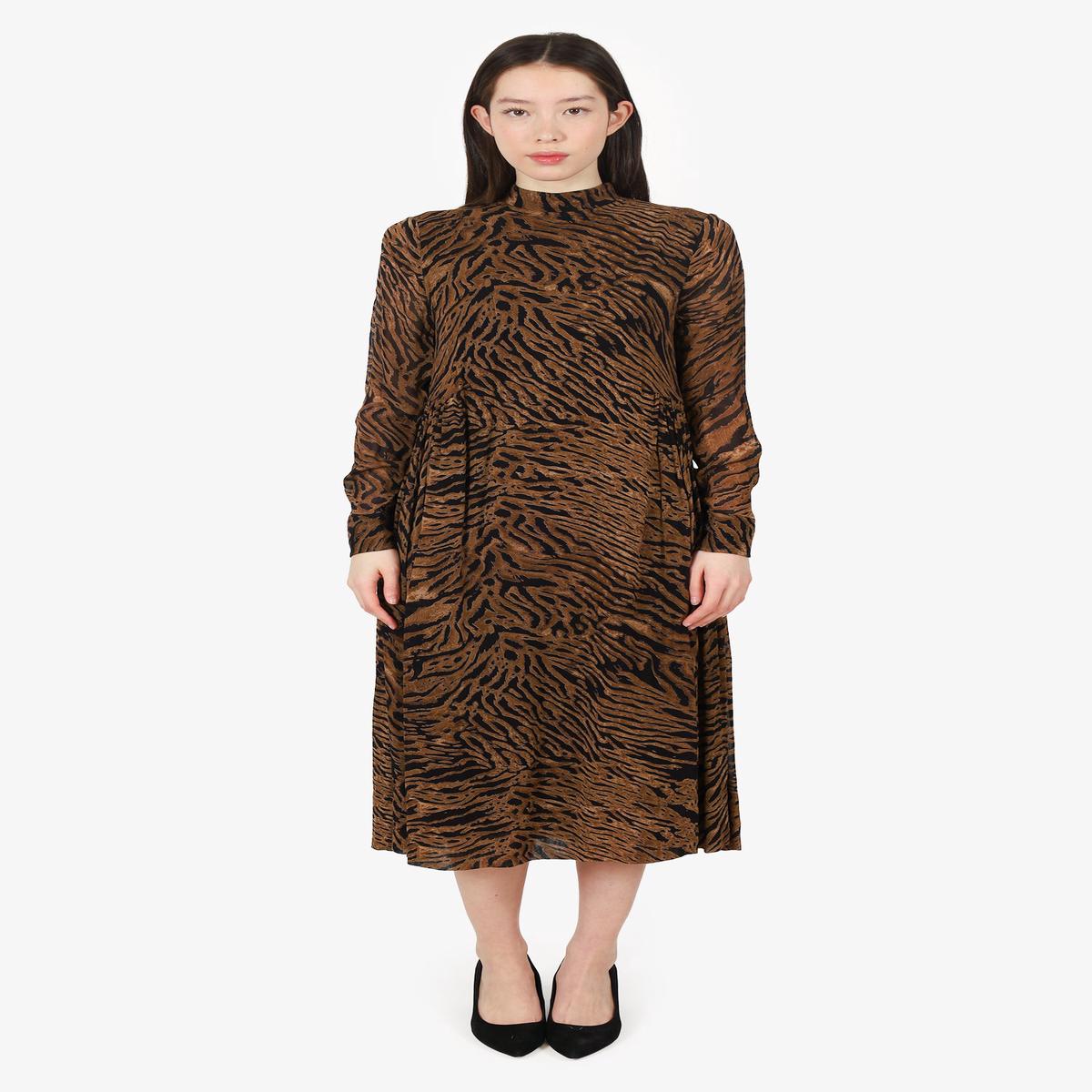 Ganni Brown Print Long Sleeve Maxi Dress Estimated Size M