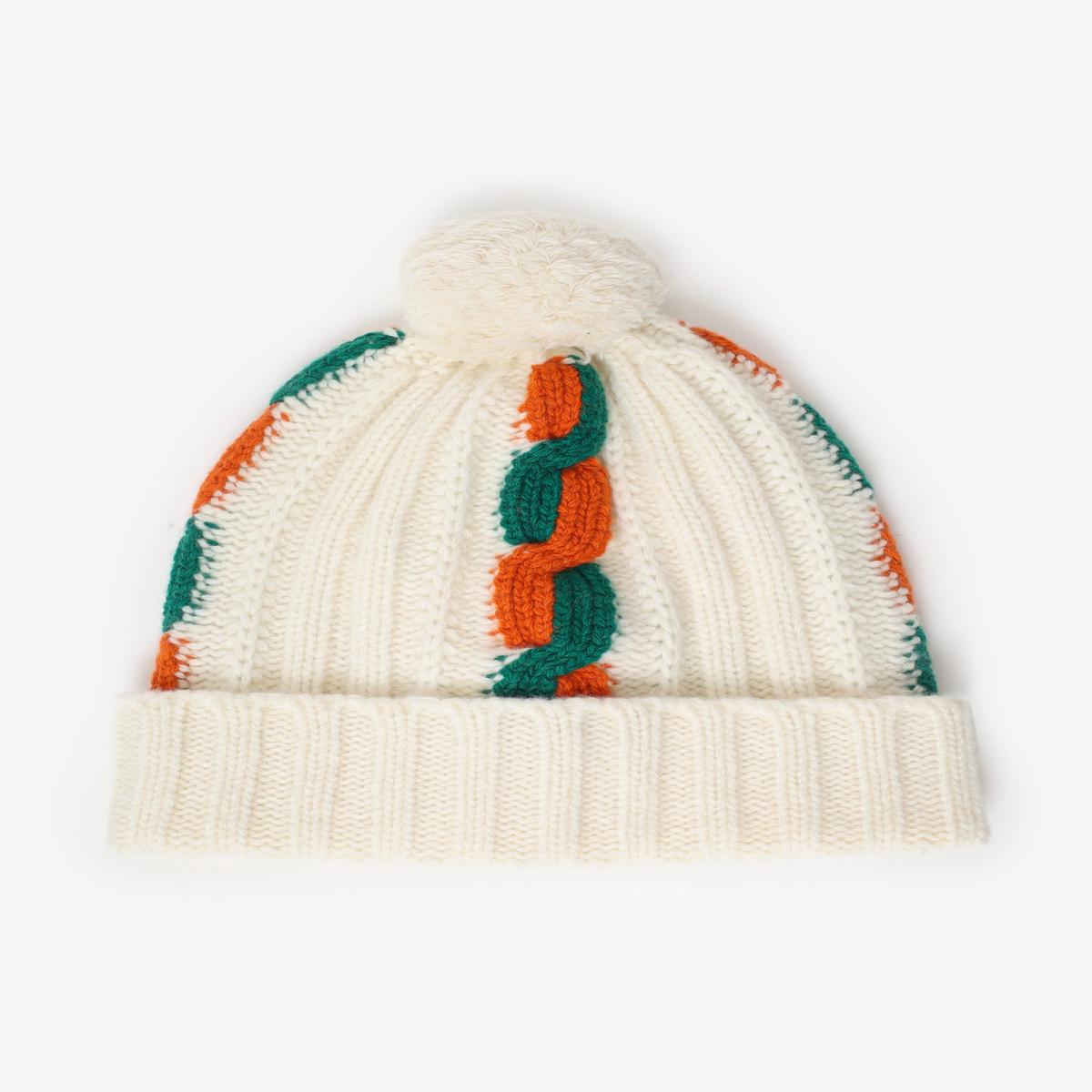 Gucci White Wool Knitted Pompom Beanie Size L