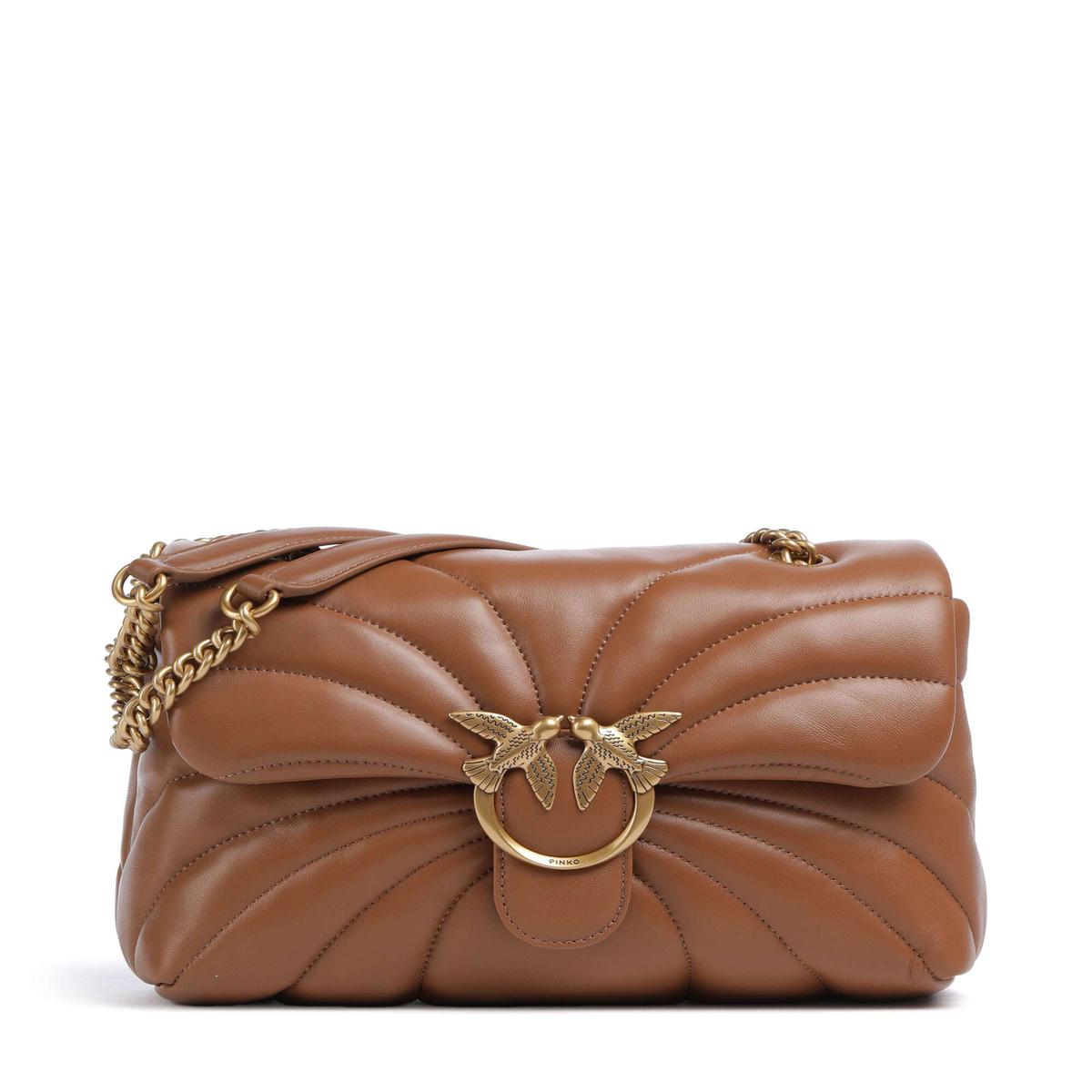 Pinko Love Puff Classic Shoulder bag marrone/leone/antique gold