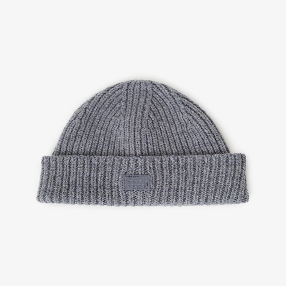 Acne Studios Grey Wool Knit Face Embroidered Beanie