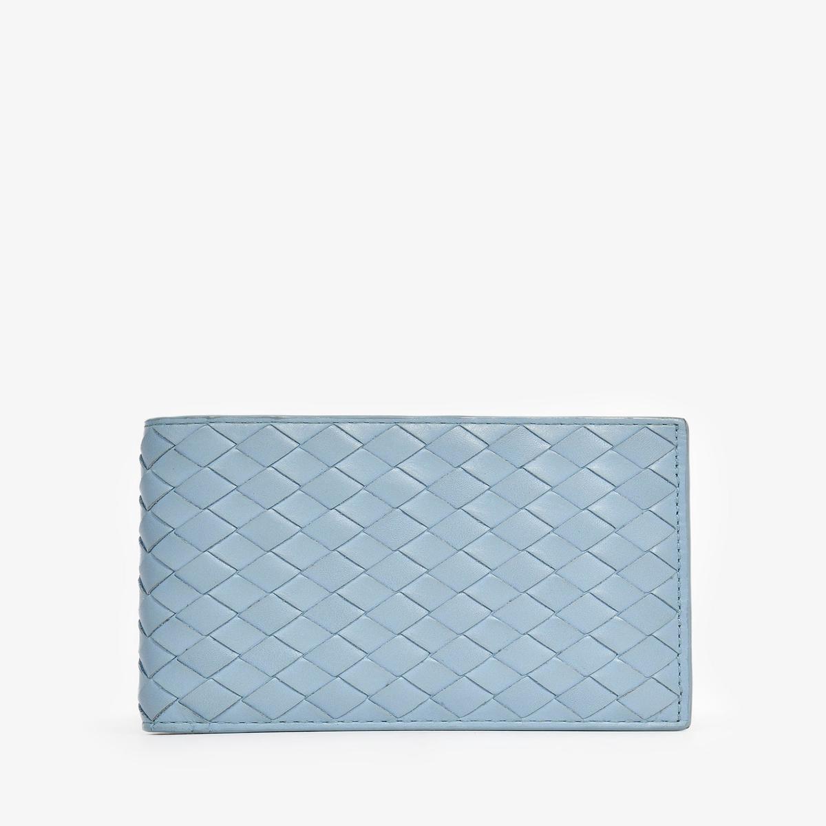 Bottega Veneta Blue Intrecciato Leather Bi-fold Wallet