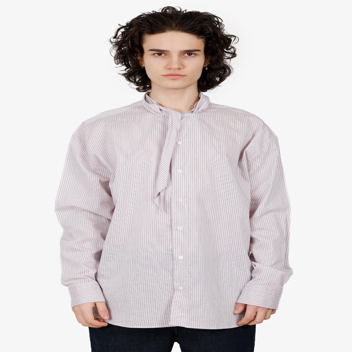 Herms 2025 Pink/White Striped Doubles Rayures Serties Boxy Fit Shirt Size 16/41 Mens