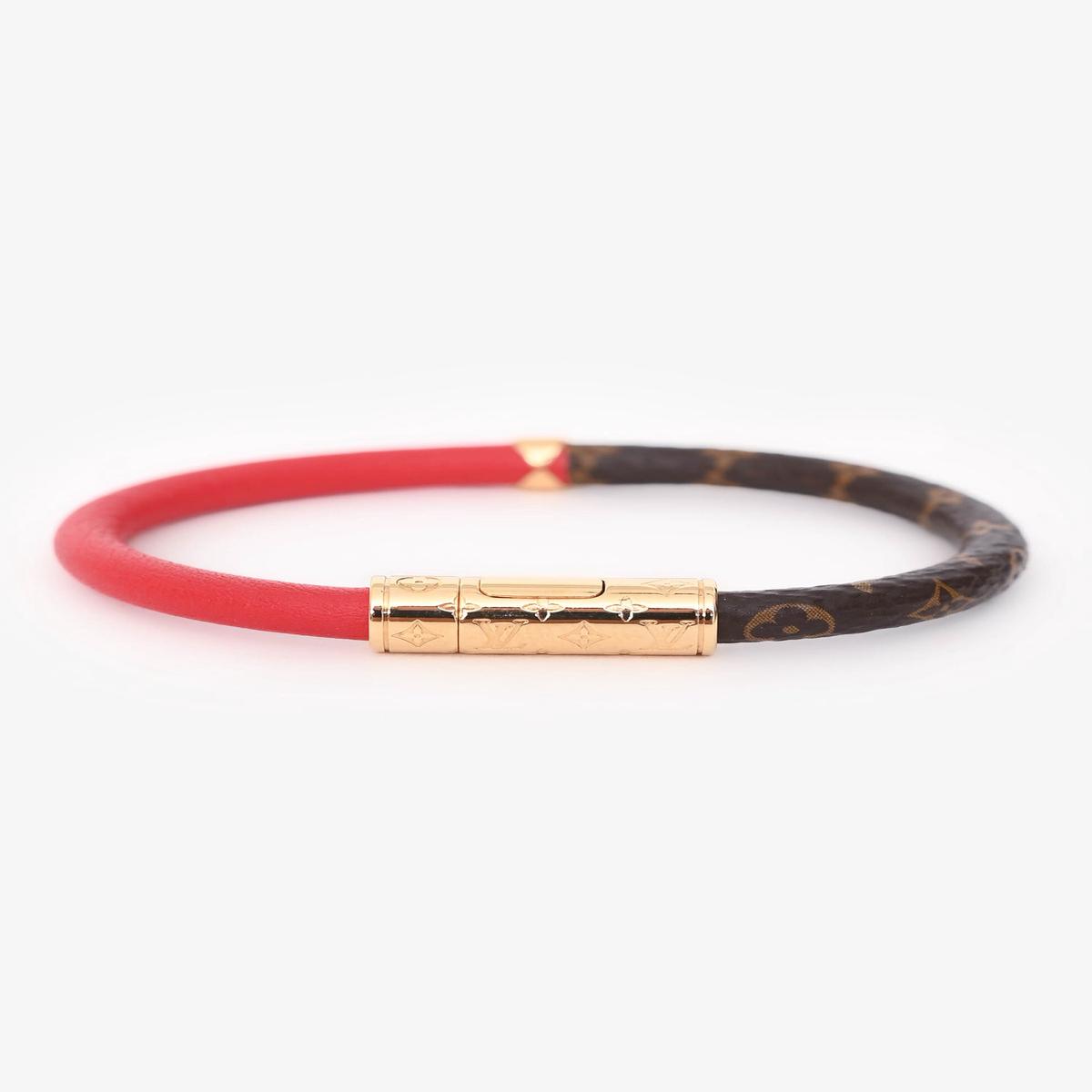 Louis Vuitton Brown/Red Leather Daily Confidential Bracelet