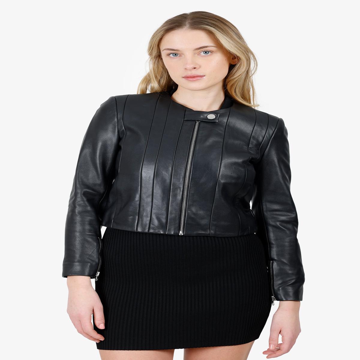 Sandro Black Leather Zip-up Jacket Size 1