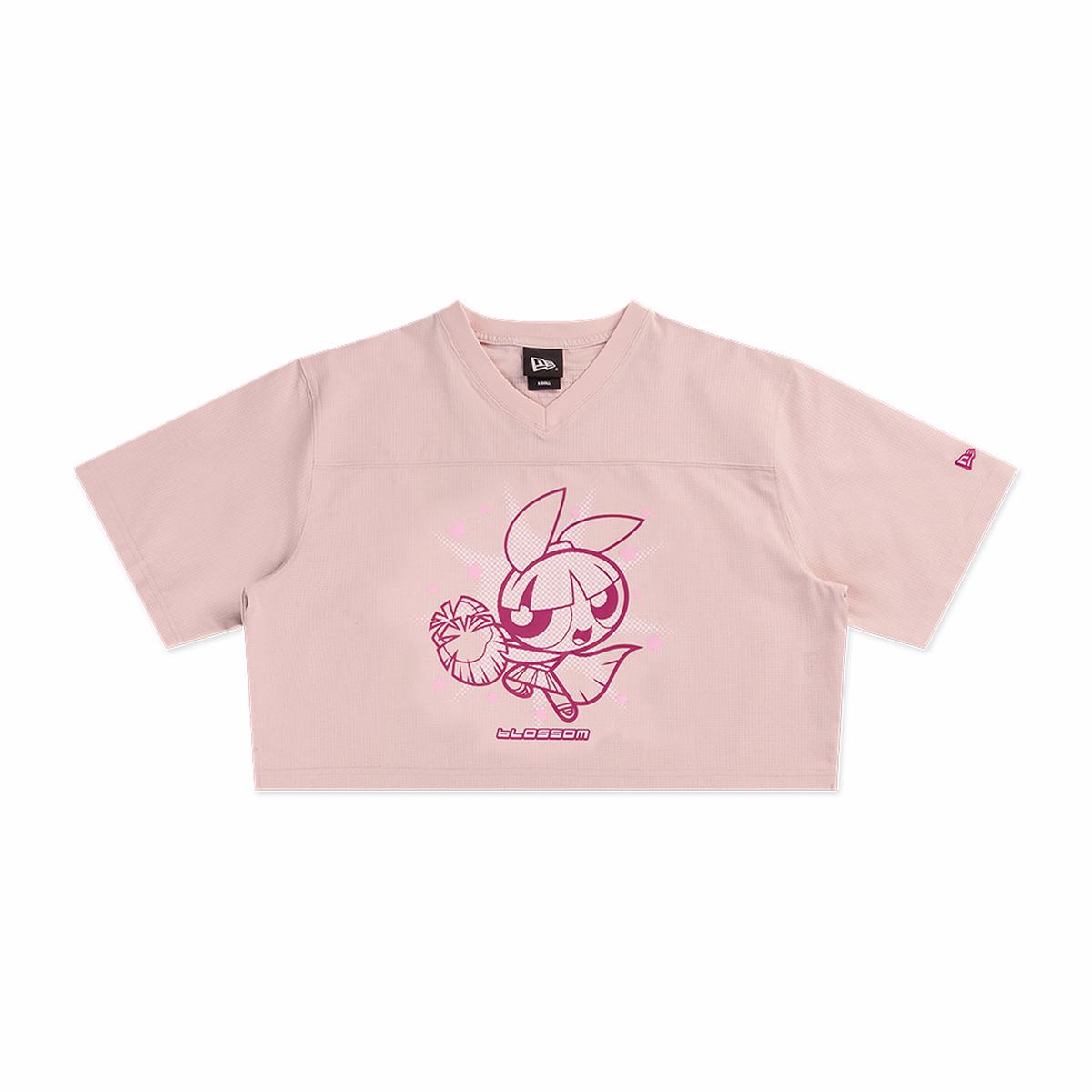 THE POWERPUFF GIRLS BLOSSOM PINK WOMEN CROP AMERICAN FOOTBALL JERSEY