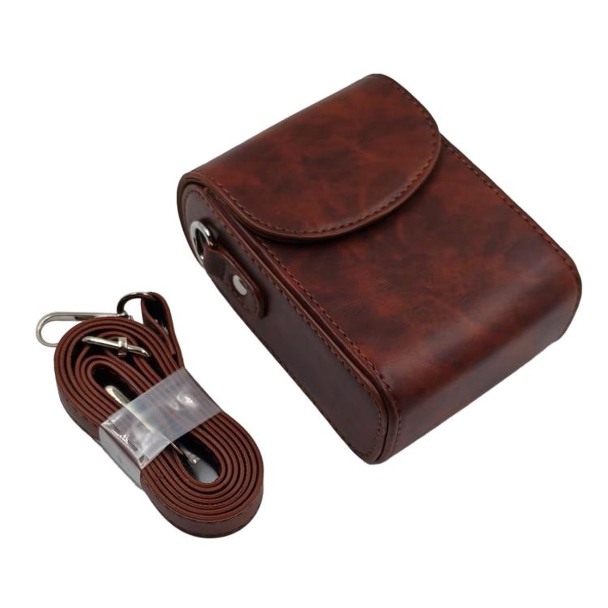 For Canon PowerShot G7 X Mark II / G9 X III Full Body Retro Vegan Leather Camera Case Bag with Strap(Coffee)