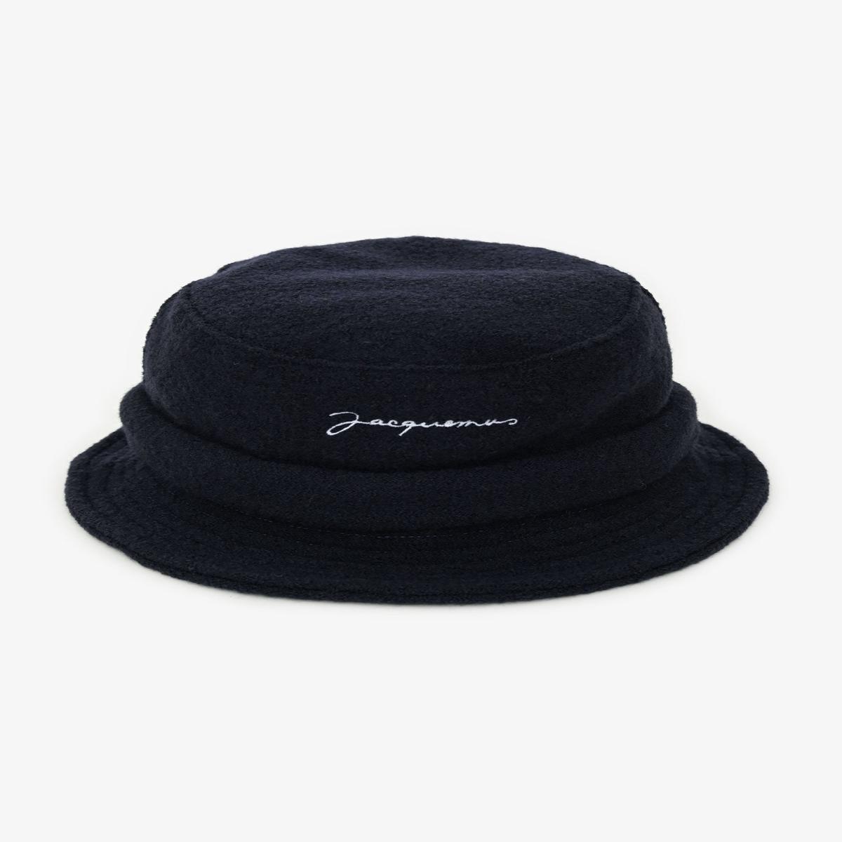 Jacquemus Navy Wool Logo Embroidered Bucket Hat Size OS