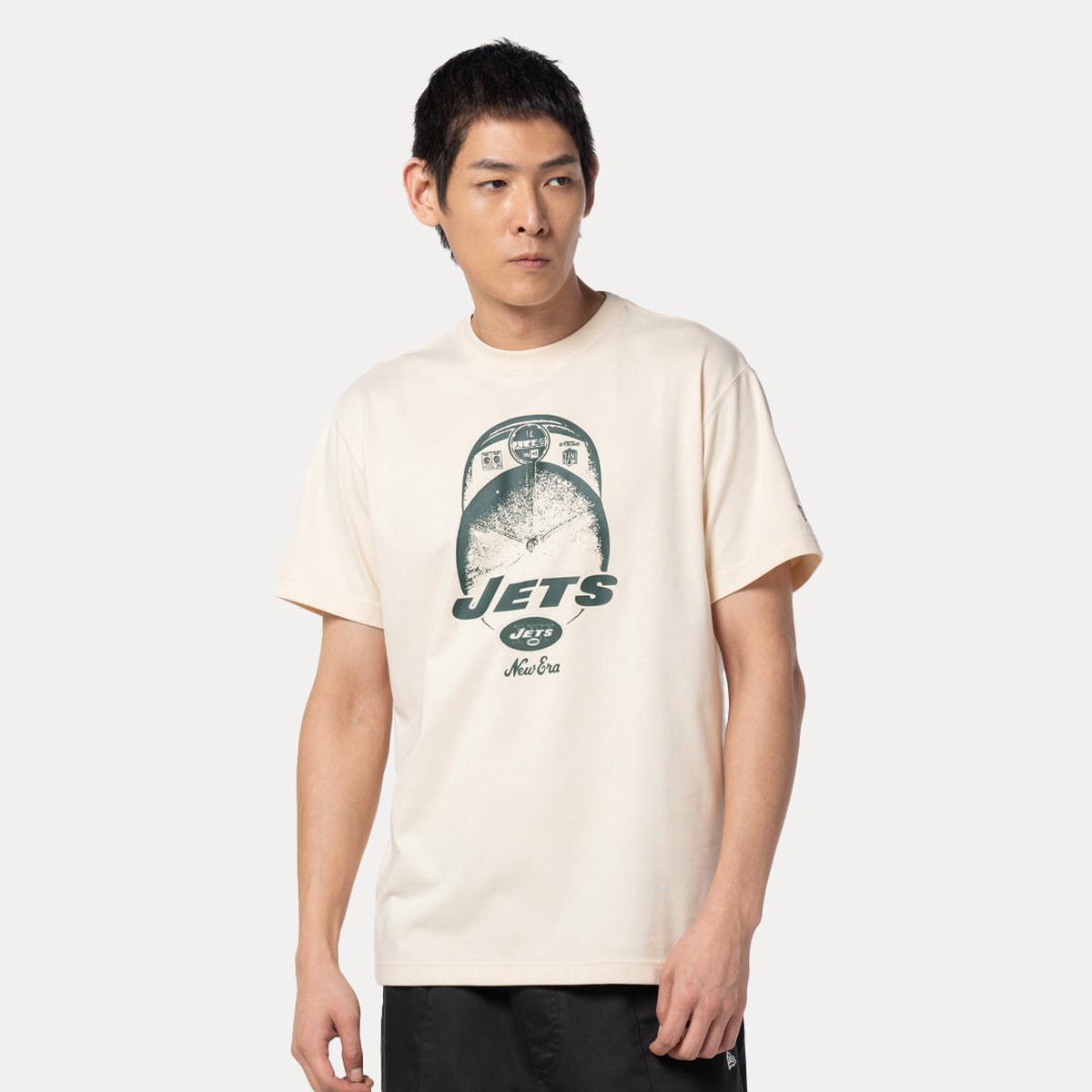 NEW YORK JETS NFL WASH LIGHT CREAM REGULAR SHORT SLEEVE T-SHIRT