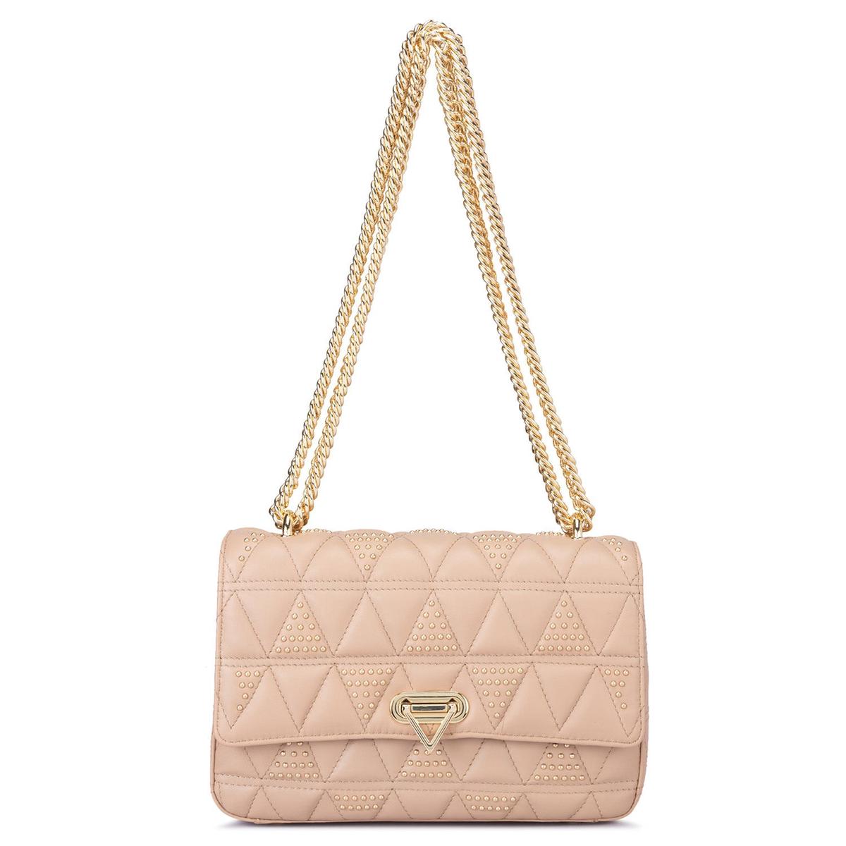 Medium Quilting Leather Sling - Beige