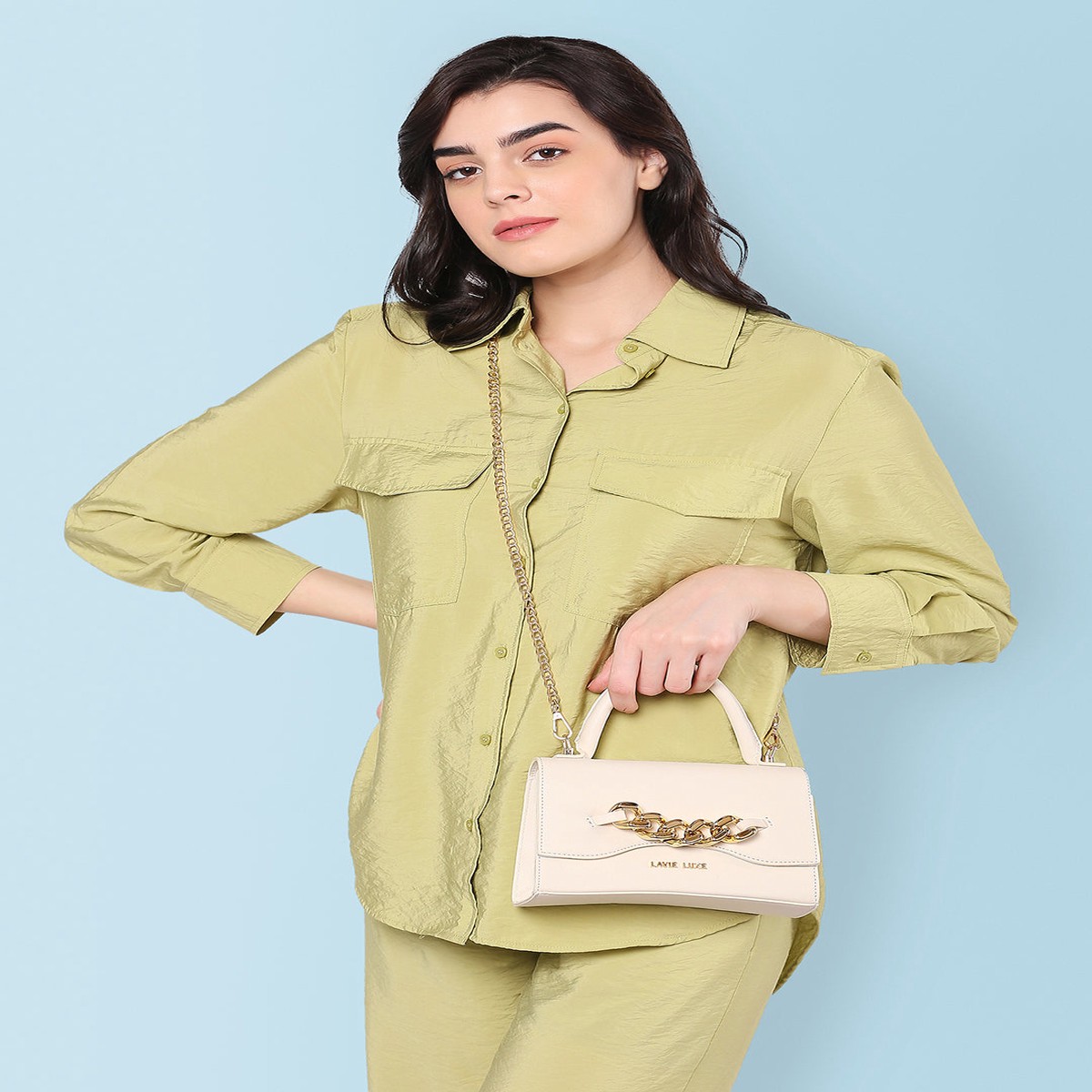 Off Small Chain Flap Sling Bag