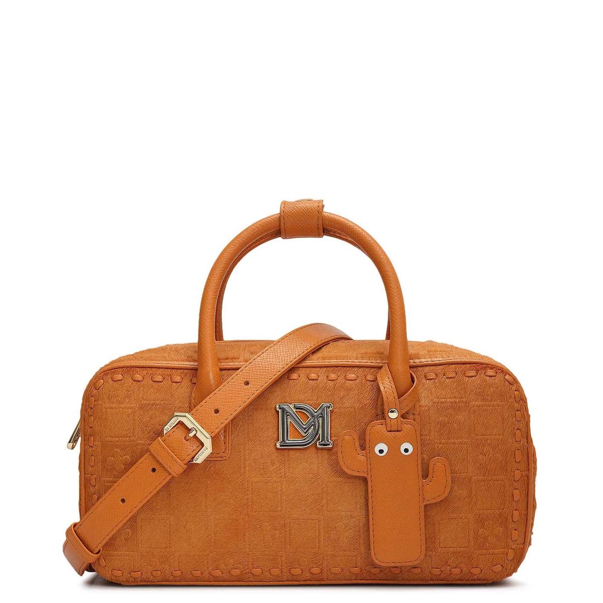 Small Fur Franzy Leather Sling - Orange