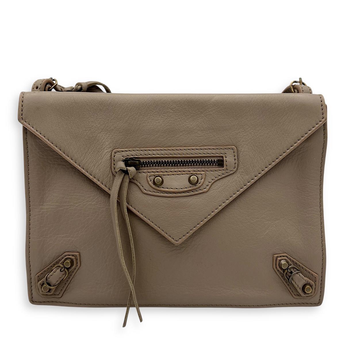 Papier Triple Crossbody Bag Beige in Calfskin, Ruthenium hardware