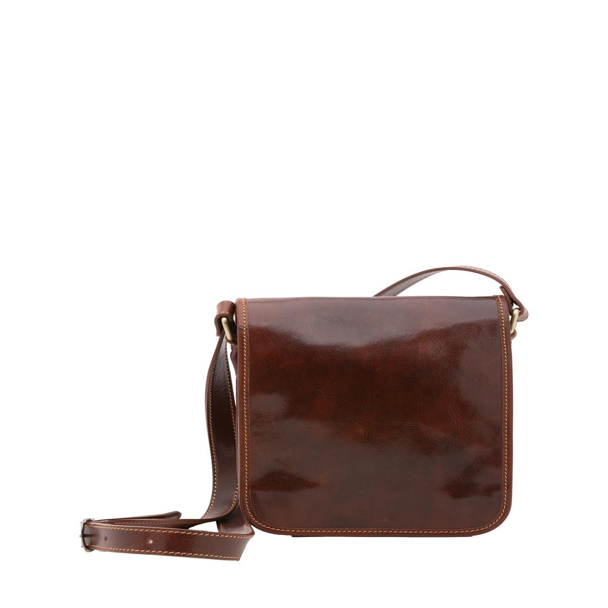 Men's Shoulder Bag in Genuine Leather Made in Italy 5552-Brown