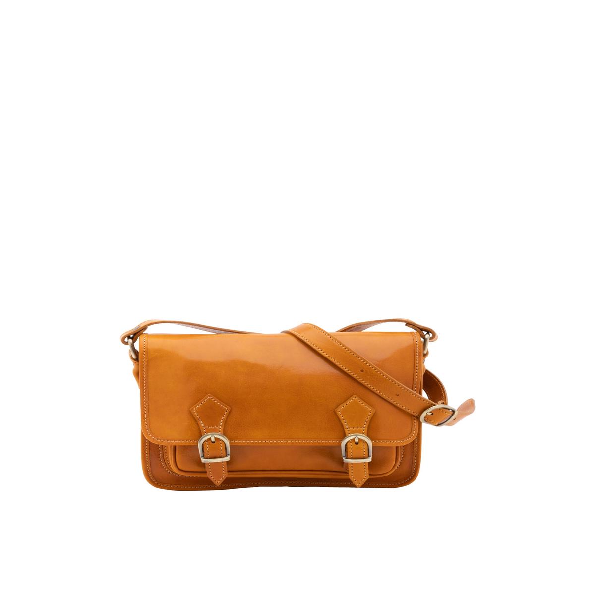100% Genuine Leather Women's Shoulder Bag 5529-Mustard