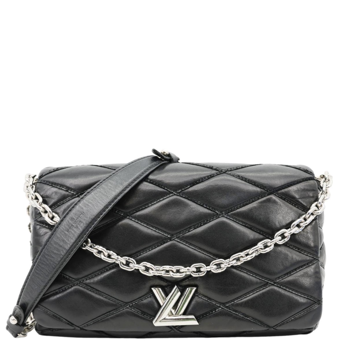 LOUIS VUITTON GO-14 MM Malletage Quilted Lambskin Leather Crossbody Bag Black