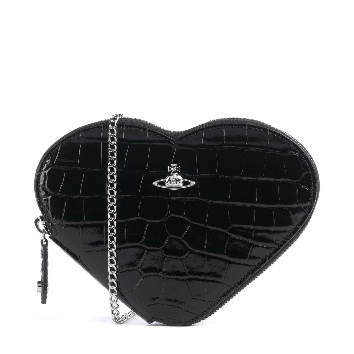 Vivienne Westwood Heart Embossed Croc Crossbody bag black