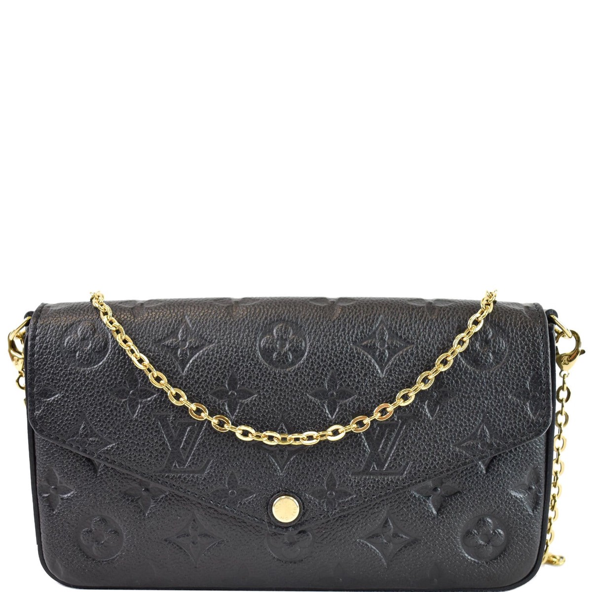 LOUIS VUITTON Felicie Monogram Empreinte Chain Pochette Crossbody Bag Black