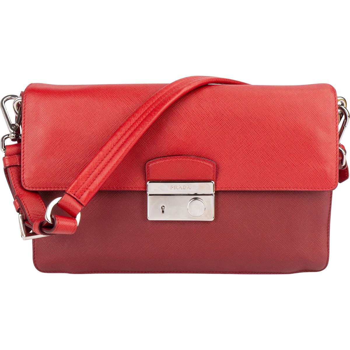 Prada Saffiano Leather Bicolor Shoulder Bag