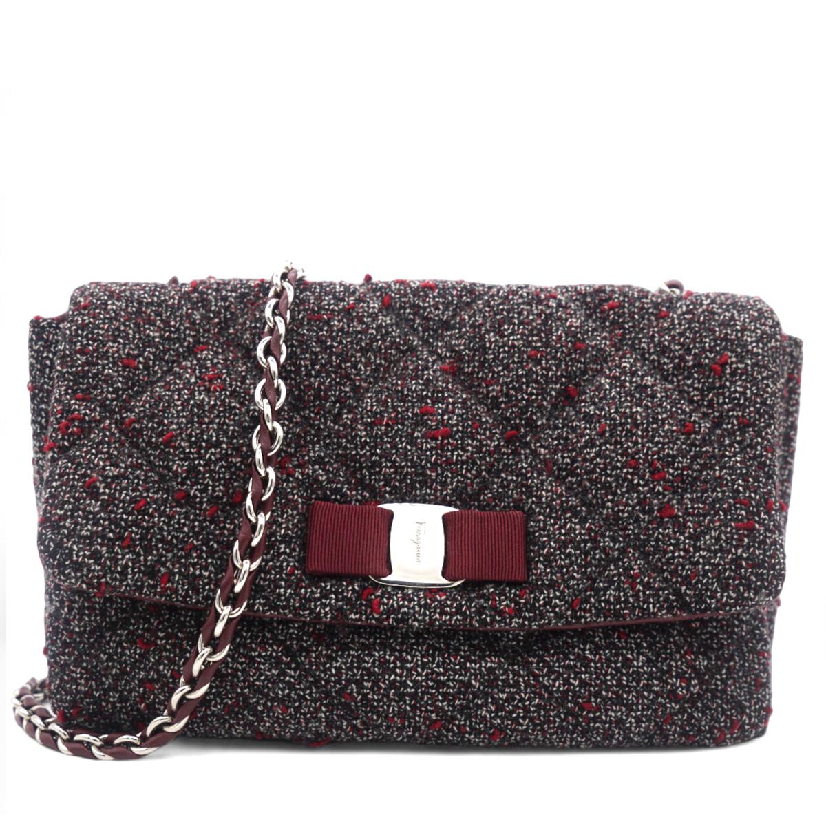 Tweed Quilted Gelly Bag Burgundy Multicolor