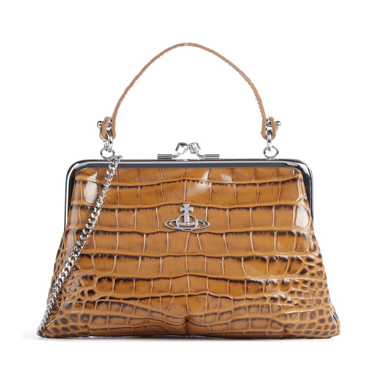 Vivienne Westwood Granny Frame Embossed Croc Crossbody bag tan